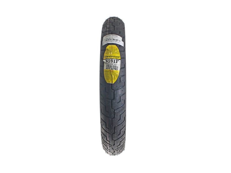 Dunlop motorcycle tire for Revelry Motorcycles, durable and high-performance rubber tyre.