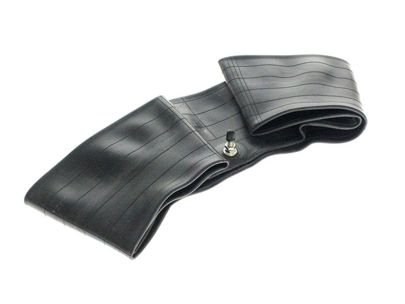 Tubeless motorcycle inner tube for bicycle tyres, black with valve stem, high durability.
