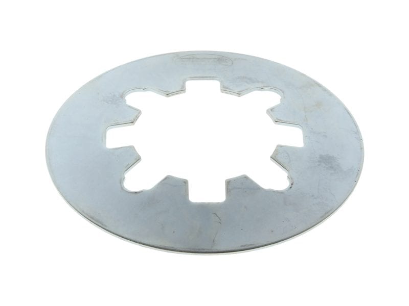 Steel motorcycle lock washer for secure fastenings.