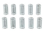 Coil springs for motorcycle suspension, shiny chrome finish, durable aftermarket parts.
