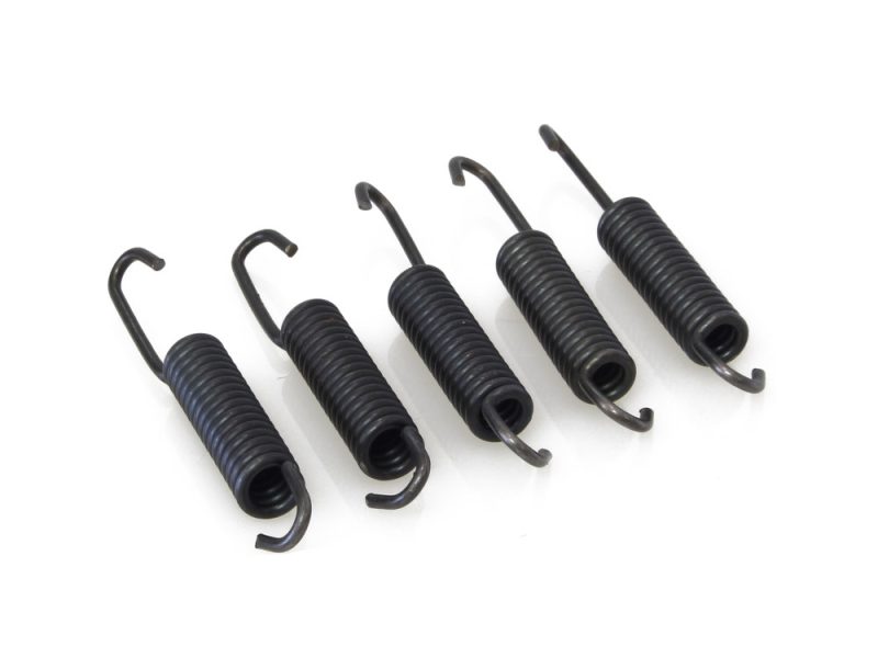 Black motorcycle coil springs for Revelry Motorcycles, high-quality shock absorbers for bike suspension.