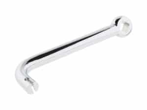Shiny chrome motorcycle spanner tool for Revelry Motorcycles, durable and high-quality.
