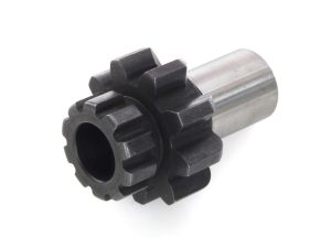 Black gear part for motorcycle engine repair or upgrade at Revelry Motorcycles.