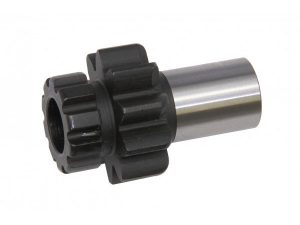 Black motorcycle gear component with metal shaft for Revelry Motorcycles.
