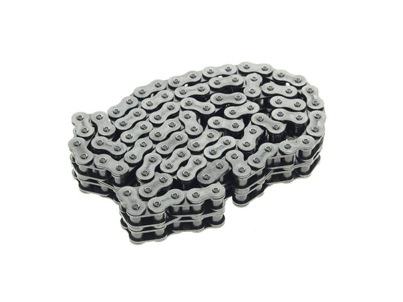 Compact black motorcycle chain for Revelry Motorcycles, durable and high-performance.