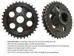 Black 34-tooth motorcycle sprocket for Harley Big Twins, lightweight and durable.