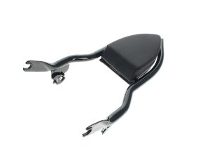Comfortable motorcycle passenger seat with sturdy black frame and cushion.