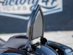 Chrome motorcycle backrest and passenger seat, custom bike accessories, Revelry Motorcycles Australia.