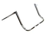 Chrome motorcycle handlebar for custom bikes and cruisers.