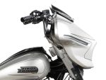 Harley Davidson motorcycle with sleek front fairing and modern design, ideal for motorcycle enthusiasts.
