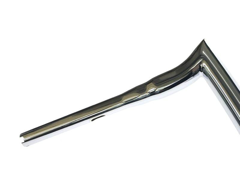 Polished chrome motorcycle handlebar for Revelry Motorcycles, Australian custom bike accessories.