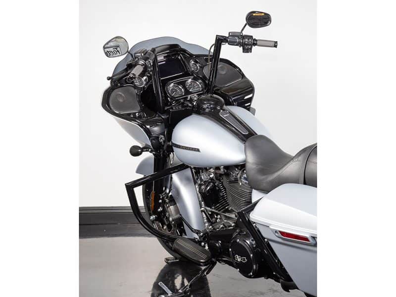 Harley-Davidson touring motorcycle with black and silver finish for long-distance cruising.