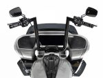 High-performance motorcycle handlebars with sleek mirrors and digital dashboard for Revelry Motorcycles enthusiasts.