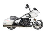 Sleek white Harley-Davidson touring motorcycle with premium features and custom accessories, ideal for long-distance rides.