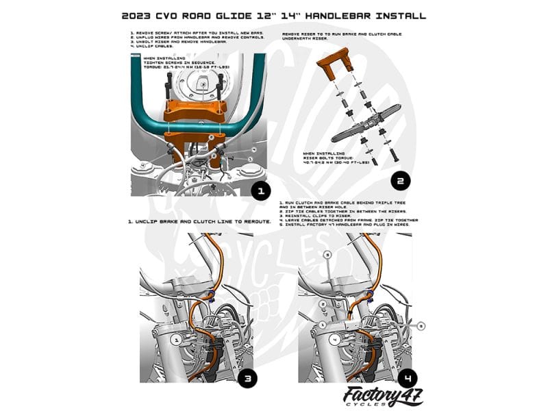 High-performance Revelry Motorcycles custom handlebar installation for road bikes.