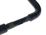 High-quality black motorcycle handlebar with textured grips for enhanced control and comfort.