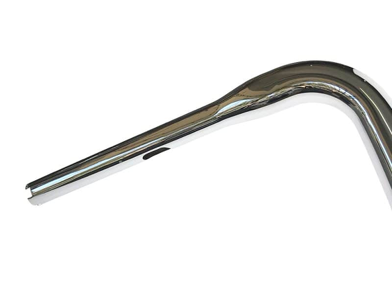 Shiny chrome motorcycle handlebar for motorbikes and cruisers.