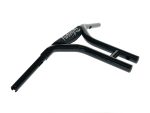 High-quality black motorcycle handlebar from Revelry Motorcycles for custom bikes and riding comfort.