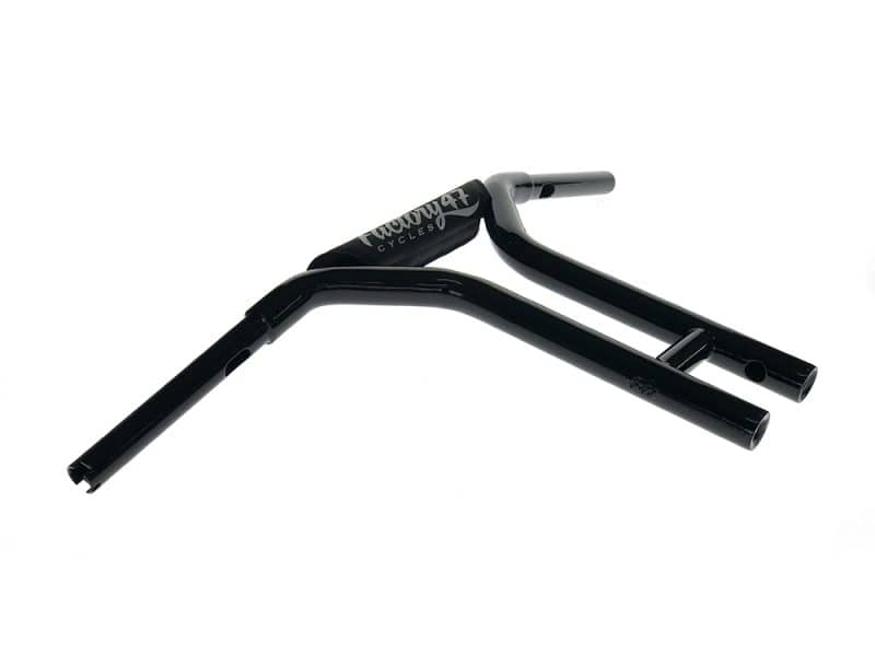 14in. x 1-1/4in. MX47 Straight T-Bar Handlebar - Gloss Black. Black Revelry Motorcycles handlebar for custom BMX and bobber builds.