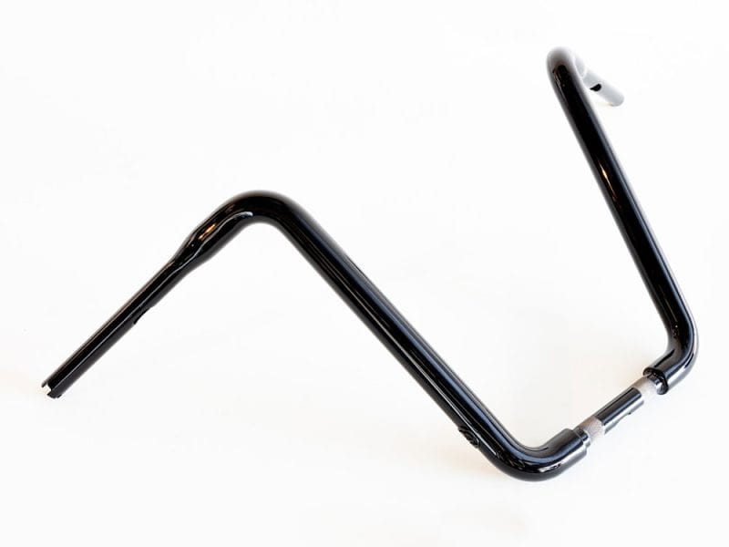 Black motorcycle handlebar for custom bike builds.