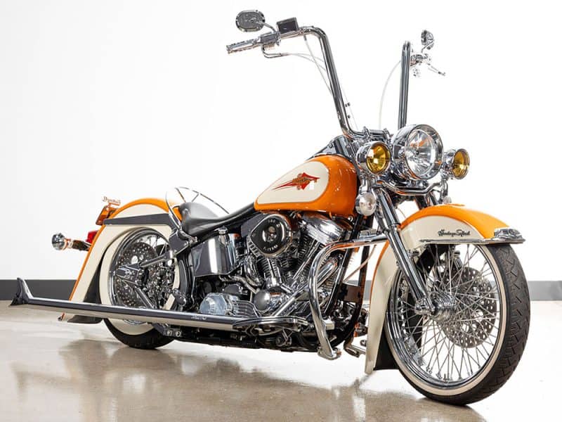 Vintage Harley Davidson motorcycle at Revelry Motorcycles, Sydney showcase; perfect for Classic Motorcycle Enthusiasts.