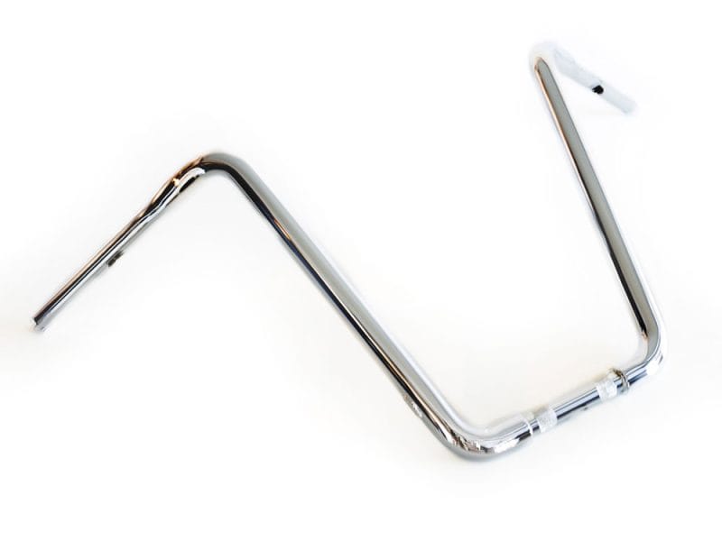 Sissy bar for motorcycle, chrome finish, durable black mounting brackets, compatible with Revelry Motorcycle models.