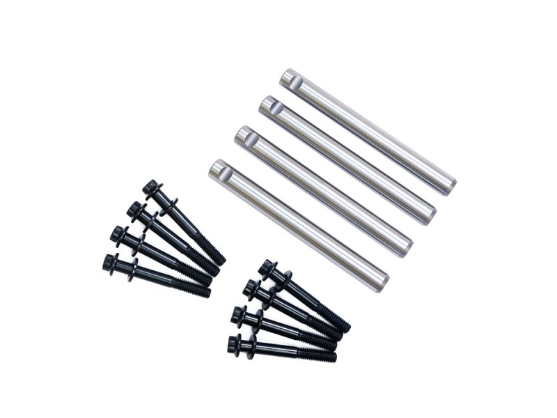 Aluminium motorcycle axle spacers with mounting bolts for Revelry Motorcycles.