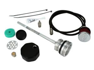 High-performance motorcycle fuel system upgrade kit with fuel line, filter, and accessories for Revelry Motorcycles.