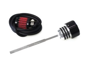 High-performance motorcycle oil temperature sensor with wiring harness for Revelry Motorcycles.