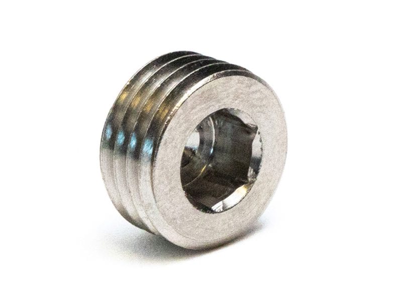 High-quality motorcycle engine part, metal threaded insert for custom bike builds.