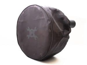 High-performance motorcycle exhaust silencer for Revelry Motorcycles, durable and lightweight in black.