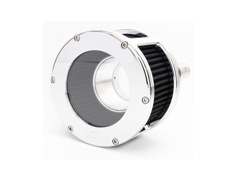BA Race Series Air Cleaner Kit - Chrome with Clear Cover. Fits Softail 2018-2024 with Mid Mount Controls High-performance motorcycle air filter for Revelry Motorcycles, crafted for optimal engine airflow.