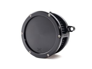 Lightweight black motorcycle air filter for Revelry Motorcycles.