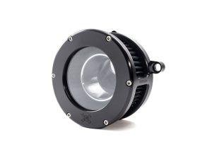 High-performance motorcycle intake filter with durable black and silver finish for Revelry Motorcycles.