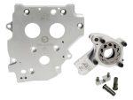 Lightweight motorcycle timing cover and sprocket set for Revelry Motorcycles, durable aluminium components.