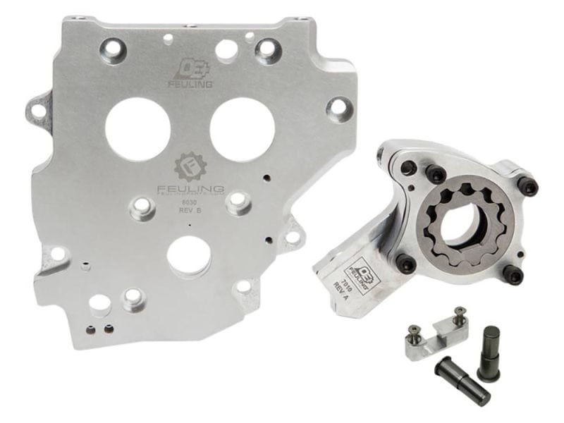 Lightweight motorcycle timing cover and sprocket set for Revelry Motorcycles, durable aluminium components.