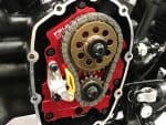 High-performance motorcycle engine timing gear and chain for Revelry Motorcycles enthusiasts.