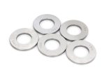 Aluminium locking washers for motorcycle wheels and accessories.
