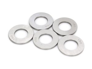 Aluminium locking washers for motorcycle wheels and accessories.