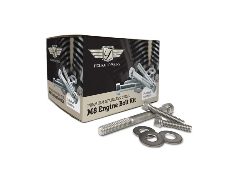 High-quality stainless steel M8 engine bolt kit for motorcycle repairs.