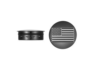 Black American flag motorcycle accessory, durable and stylish.