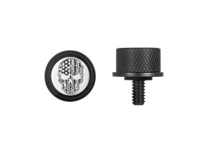 Skull American flag bike bar end plug and screw for motorcycle handlebars.