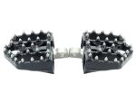 Non-slip motorcycle foot pegs with metal spikes for enhanced grip and control.