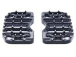 High-performance black motorcycle footpegs for Revelry Motorcycles.