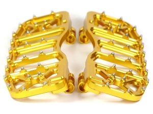 V5 Rider Floorboards - Gold. Fits Touring 1980up, FL Softail 1986-2017 & Dyna Switchback 2012-2016