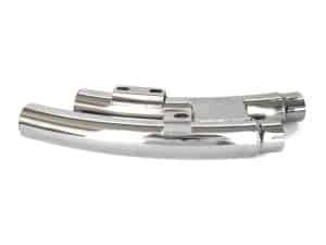 Shiny chrome motorcycle exhaust pipe for Revelry Motorcycles Australia, high-performance custom fit.