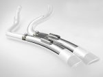 High-performance motorcycle exhaust system for Revelry Motorcycles.