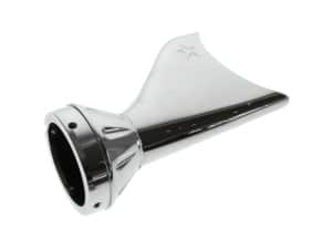 Chrome motorcycle exhaust pipe for Revelry Motorcycles Australia, high-performance custom accessory.