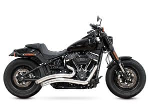 Vivid black Harley Davidson cruiser motorcycle with chrome exhaust pipes for sale Australia.