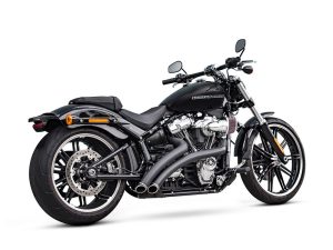 Vivid black Harley-Davidson motorcycle with chrome accents, ideal for motorcyclists in Australia.